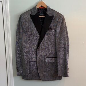TALLIA Metallic Blazer with Black Lapel